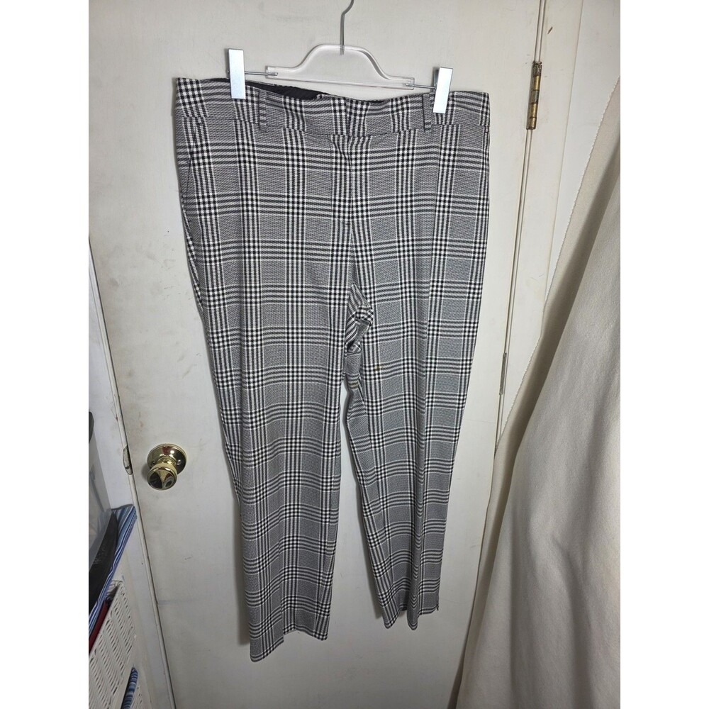 Talbots Hampshire Ankle Pants Black White Plaid Size 14W
